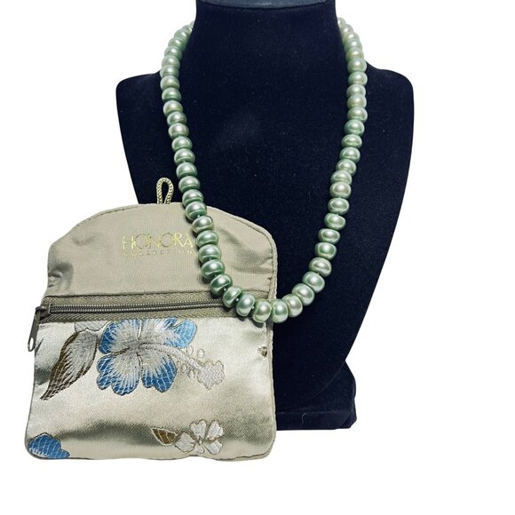 Honora Chunky Green Freshwater Pearl Necklace W/ Sterling Silver Clasp (6034) - Picture 1 of 5